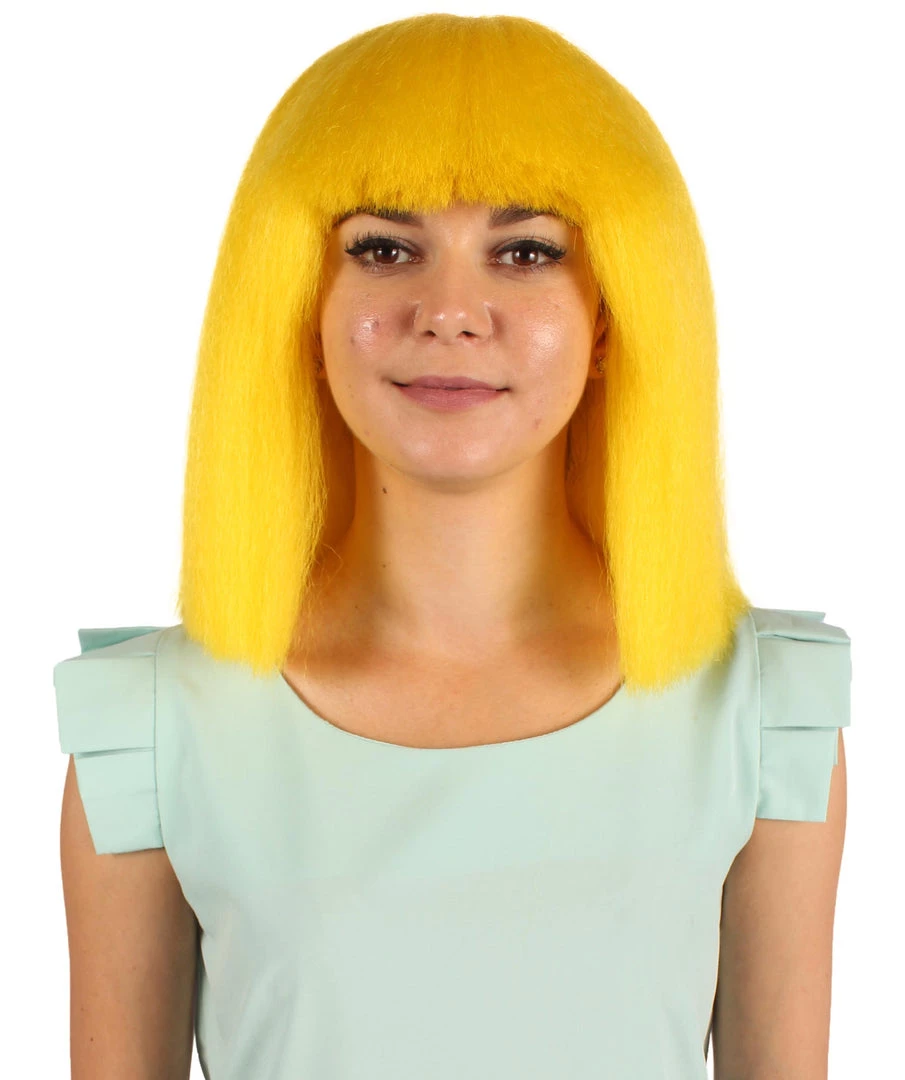 HPO Australian Singer Wig | Yellow Large Celebrity Cosplay Wigs | Premium Breathable Capless Cap Women's 1 HPO Australian Singer Wig | Yellow Large Celebrity Cosplay Wigs | Premium Breathable Capless Cap Women's