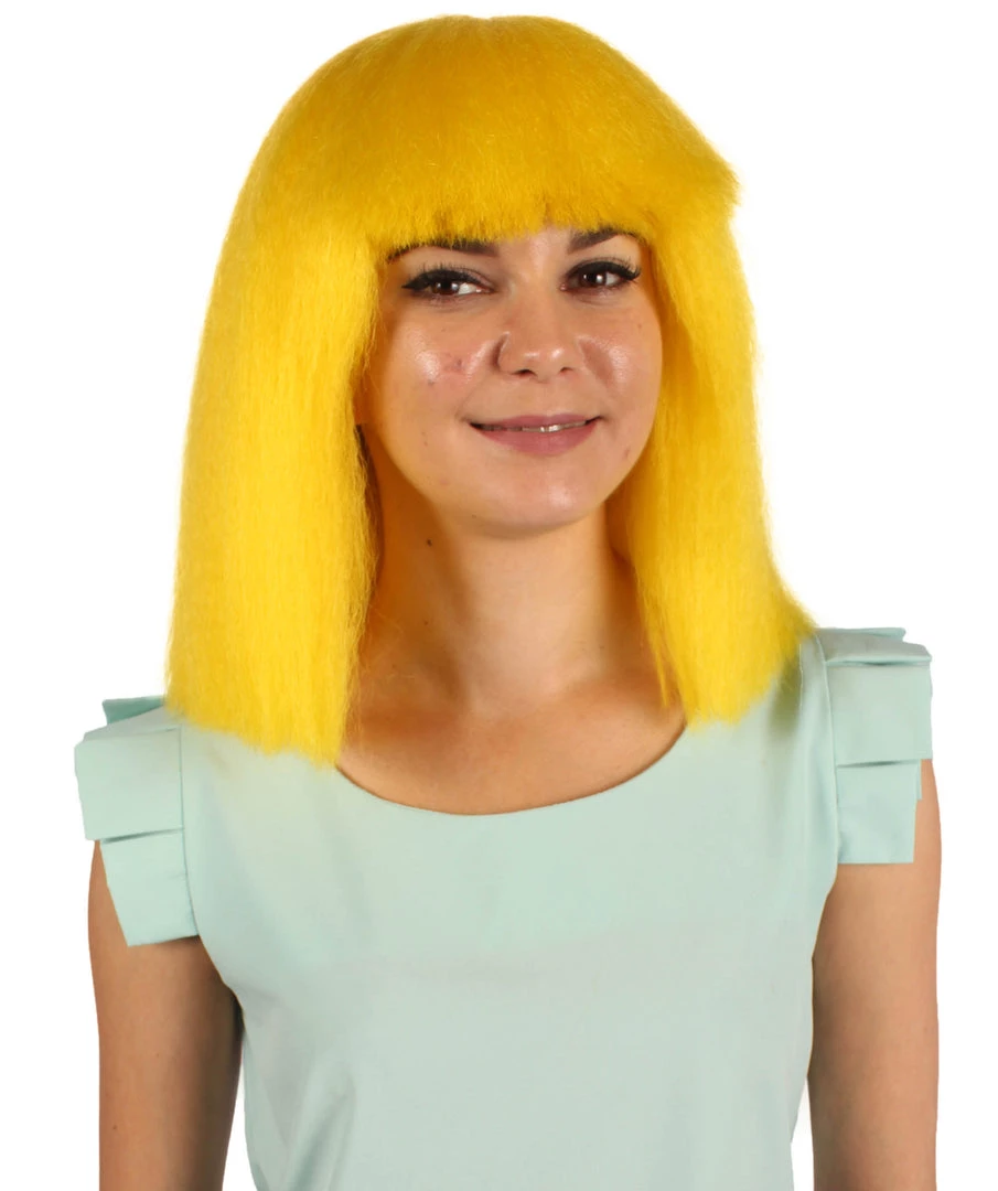 HPO Australian Singer Wig | Yellow Large Celebrity Cosplay Wigs | Premium Breathable Capless Cap Women's 6 HPO Australian Singer Wig | Yellow Large Celebrity Cosplay Wigs | Premium Breathable Capless Cap Women's