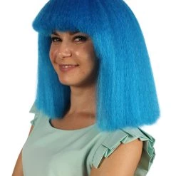 HPO Australian Singer Womens Wig | Neon Blue Large Celebrity Wigs | Premium Breathable Capless Cap Women's 11 HPO Australian Singer Womens Wig | Neon Blue Large Celebrity Wigs | Premium Breathable Capless Cap Women's