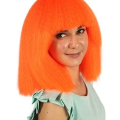 HPO Australian Singer Womens Wig | Neon Orange Large Celebrity Cosplay Wigs | Premium Breathable Capless Cap 16 HPO Australian Singer Womens Wig | Neon Orange Large Celebrity Cosplay Wigs | Premium Breathable Capless Cap