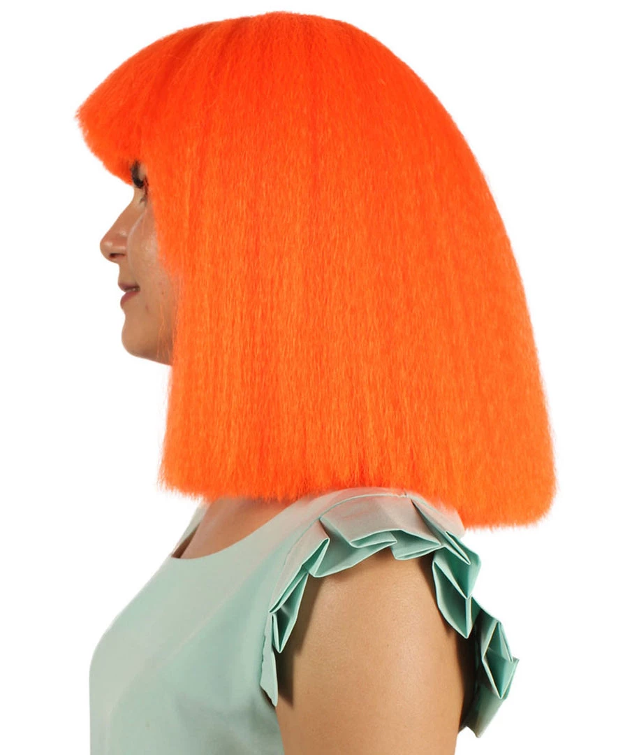 HPO Australian Singer Womens Wig | Neon Orange Large Celebrity Cosplay Wigs | Premium Breathable Capless Cap 4 HPO Australian Singer Womens Wig | Neon Orange Large Celebrity Cosplay Wigs | Premium Breathable Capless Cap