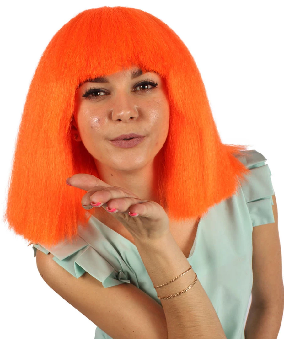 HPO Australian Singer Womens Wig | Neon Orange Large Celebrity Cosplay Wigs | Premium Breathable Capless Cap 1 HPO Australian Singer Womens Wig | Neon Orange Large Celebrity Cosplay Wigs | Premium Breathable Capless Cap