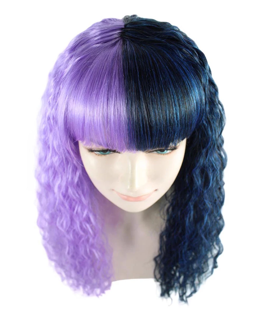 HPO Men's Adult Womens Long Wig | Wavy Purple & Black Wig | Premium Breathable Capless Cap 8 HPO Men's Adult Womens Long Wig | Wavy Purple & Black Wig | Premium Breathable Capless Cap
