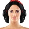 HPO Fairytale Womens Wig | Black Short Cosplay Halloween Wig With Red Ribbon | Premium Breathable Capless Cap Men's