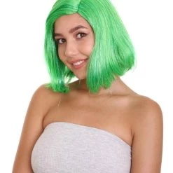 HPO Womens Wig | Green Party Ready Fancy Cosplay Halloween Wig | Premium Breathable Capless Cap