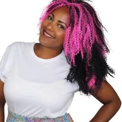 HPO Vampiress Black And Pink Womens Wig | Super Size Jumbo Ghost Horror Wig | Premium Breathable Capless Cap