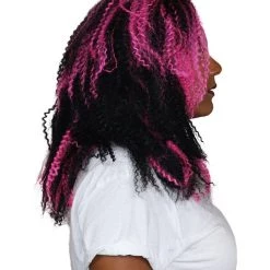 HPO Vampiress Black And Pink Womens Wig | Super Size Jumbo Ghost Horror Wig | Premium Breathable Capless Cap