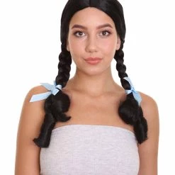 HPO Men's Womens Ponytail Wig | Black Braided Ponytail Wig | Premium Breathable Capless Cap