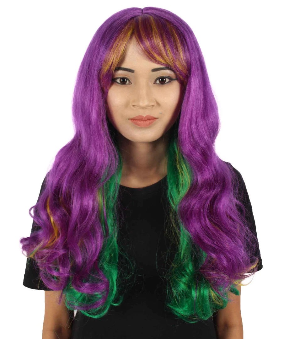 HPO | Adult Women's Long Curly Multicolored Cosplay Wig | Premium Breathable Capless Cap 2 HPO | Adult Women's Long Curly Multicolored Cosplay Wig | Premium Breathable Capless Cap