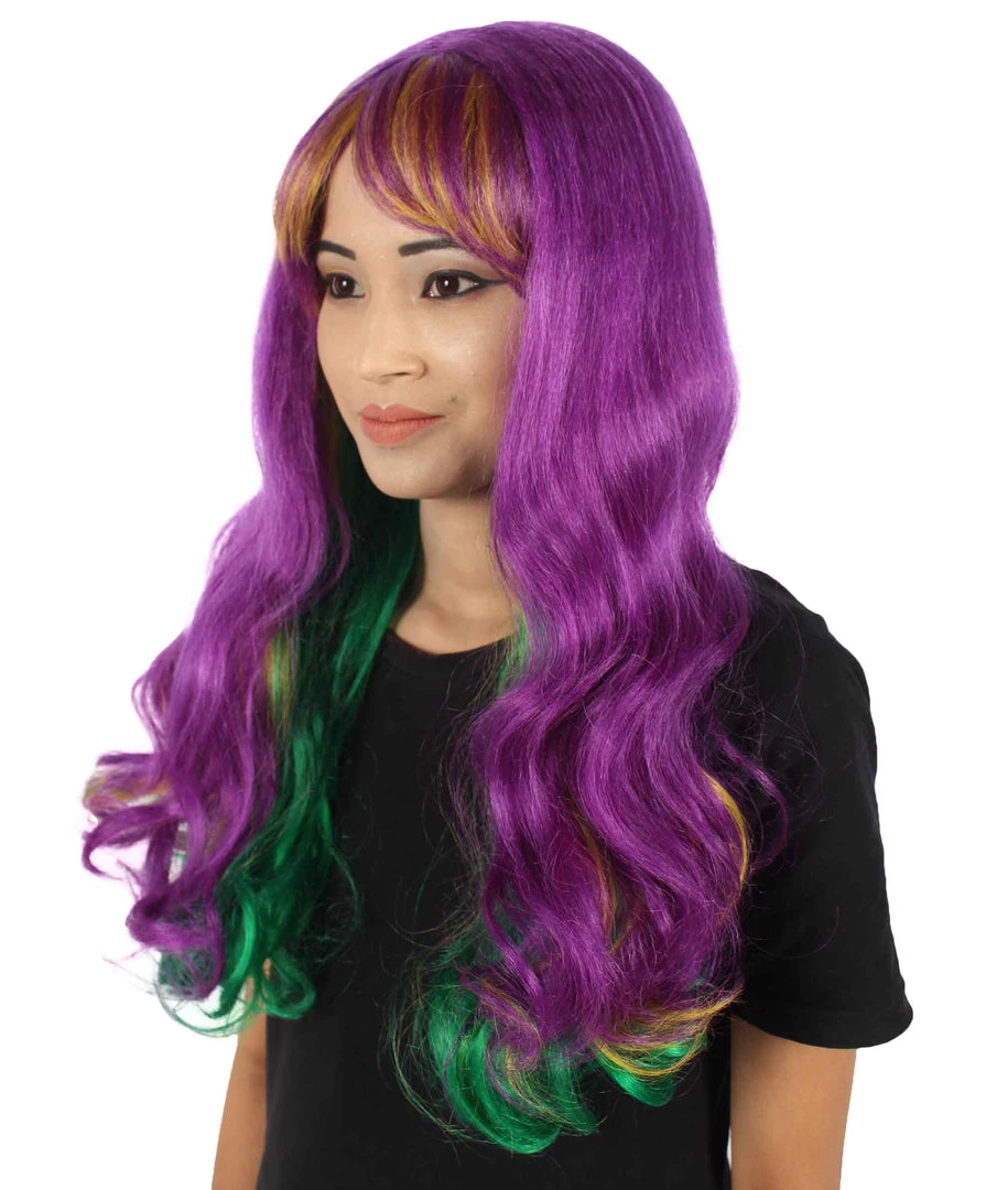 HPO | Adult Women's Long Curly Multicolored Cosplay Wig | Premium Breathable Capless Cap 3 HPO | Adult Women's Long Curly Multicolored Cosplay Wig | Premium Breathable Capless Cap
