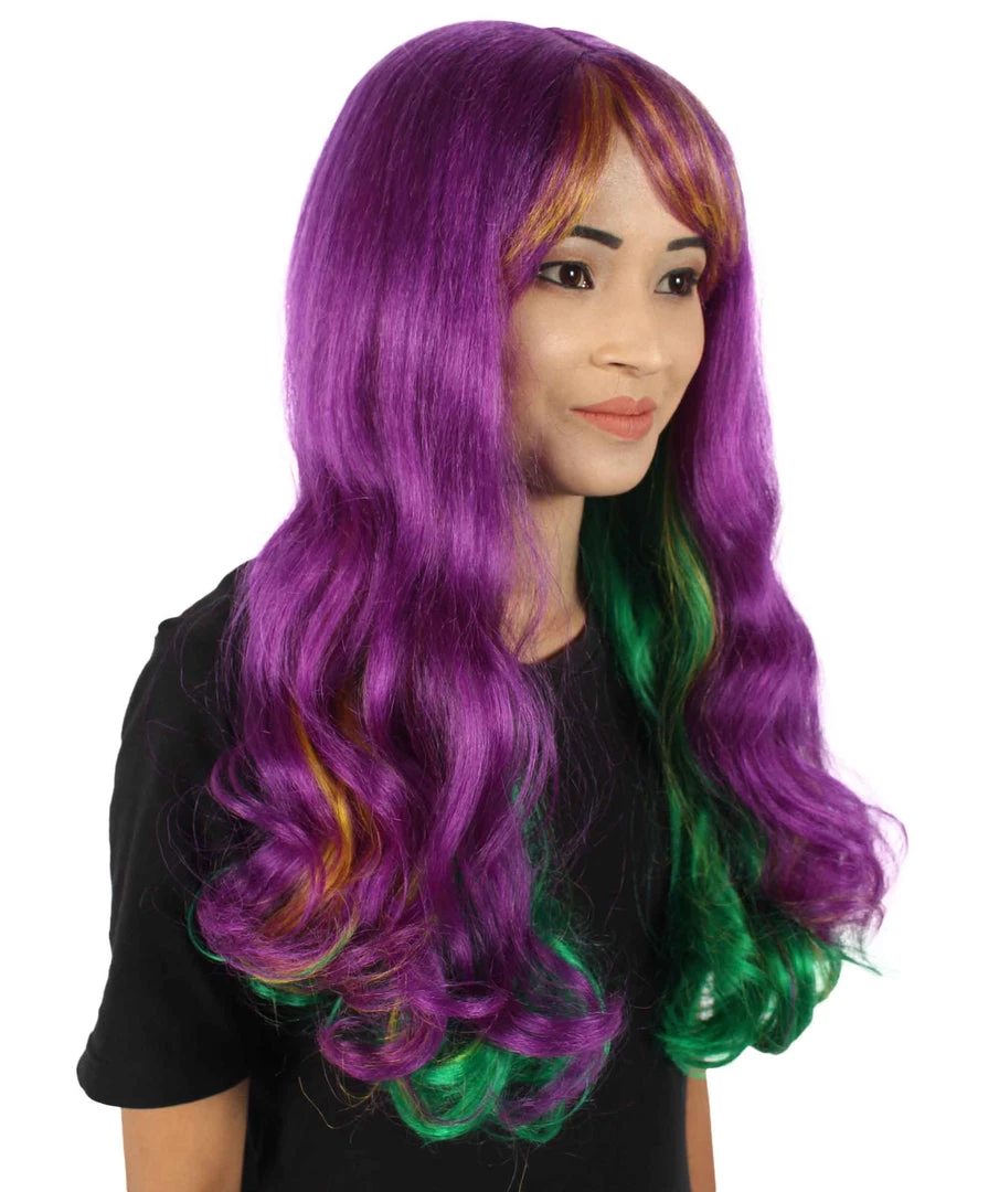 HPO | Adult Women's Long Curly Multicolored Cosplay Wig | Premium Breathable Capless Cap 7 HPO | Adult Women's Long Curly Multicolored Cosplay Wig | Premium Breathable Capless Cap