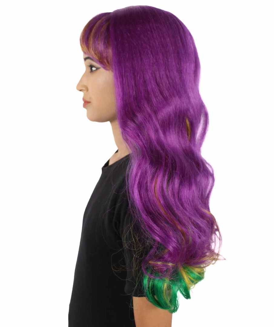 HPO | Adult Women's Long Curly Multicolored Cosplay Wig | Premium Breathable Capless Cap 4 HPO | Adult Women's Long Curly Multicolored Cosplay Wig | Premium Breathable Capless Cap