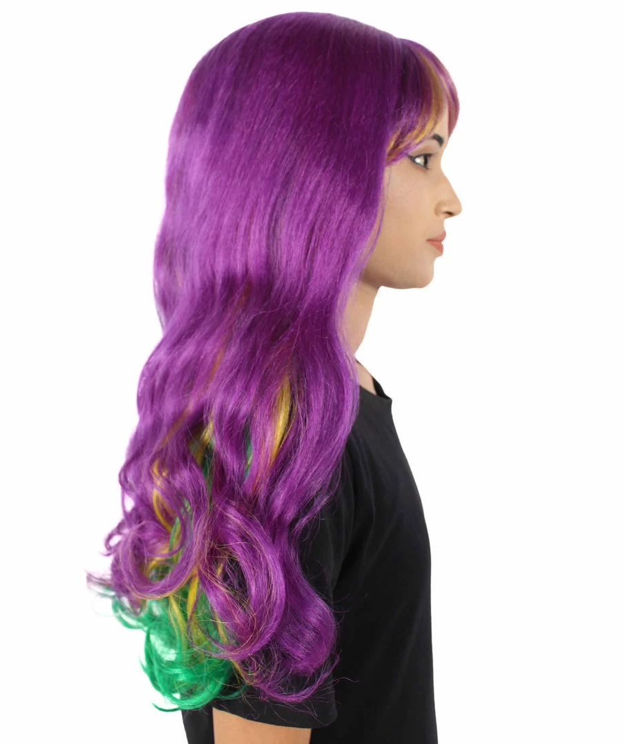 HPO | Adult Women's Long Curly Multicolored Cosplay Wig | Premium Breathable Capless Cap 6 HPO | Adult Women's Long Curly Multicolored Cosplay Wig | Premium Breathable Capless Cap