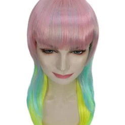 HPO Rainbow Long Straight Womens Wig | Party Ready Fancy Cosplay Halloween Wig | Premium Breathable Capless Cap