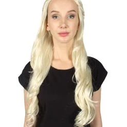 HPO Men's Womens Queen Wig | Blonde TV/Movie Cosplay Halloween Wig | Premium Breathable Capless Cap