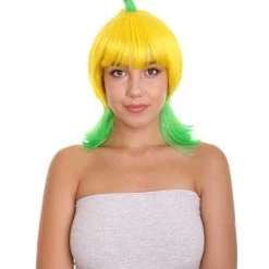 HPO Men's Banana Queen Womens Wig | Yellow Green Bob Cosplay Halloween Wig | Premium Breathable Capless Cap