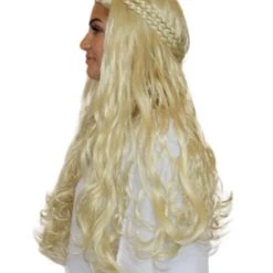 HPO Women's Queen Blonde Wavy Wig Video Game Cosplay | Premium Breathable Capless Cap