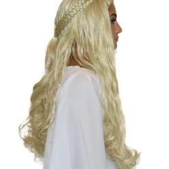 HPO Women's Queen Blonde Wavy Wig Video Game Cosplay | Premium Breathable Capless Cap