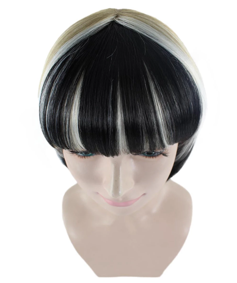 HPO Short Mix Color Womens Wig | White Black Bob Wig | Premium Breathable Capless Cap Men's 7 HPO Short Mix Color Womens Wig | White Black Bob Wig | Premium Breathable Capless Cap Men's