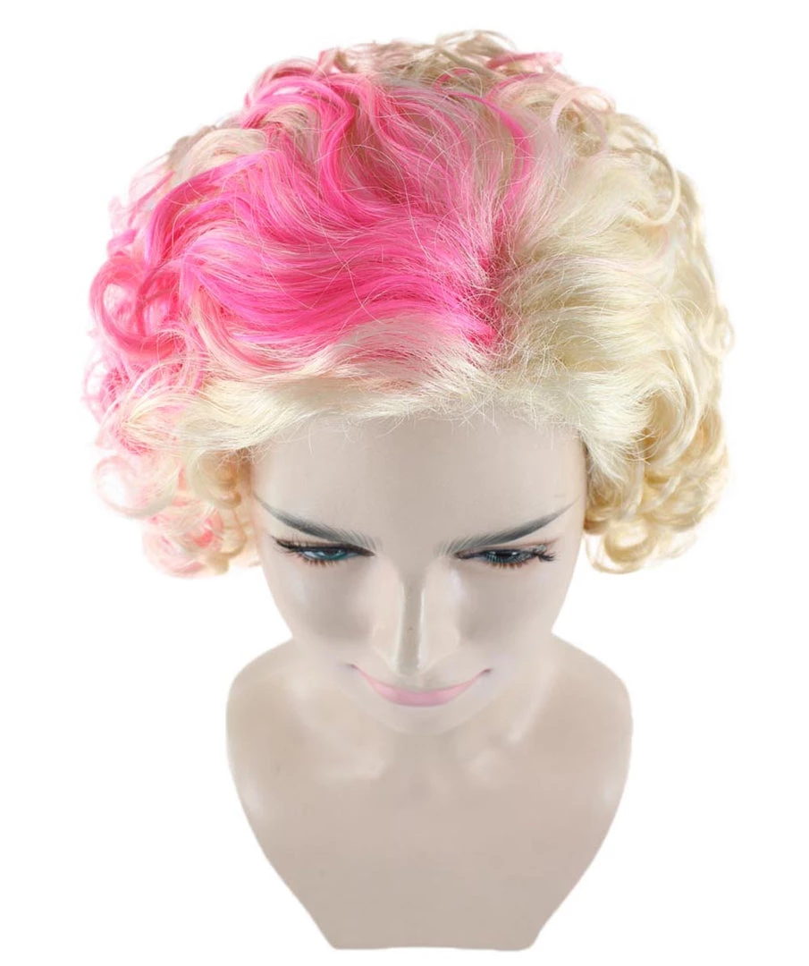 HPO Womens Flapper Girl Wig | Fancy Pink Blond Halloween Wig | Premium Breathable Capless Cap Men's 7 HPO Womens Flapper Girl Wig | Fancy Pink Blond Halloween Wig | Premium Breathable Capless Cap Men's