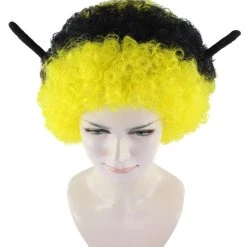 HPO Bee Unisex Wig | Jumbo Super Size Afro Yellow Black Cosplay Halloween Wig | Premium Breathable Capless Cap