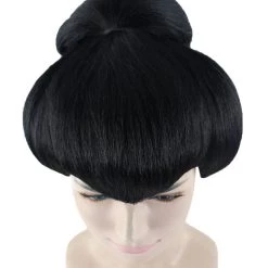 HPO Women's Japanese Geisha Womens Wig | Asian Black Kung Fu Wig | Premium Breathable Capless Cap