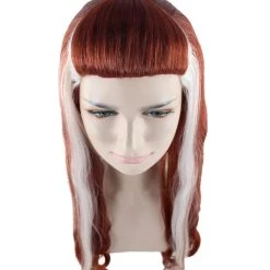 HPO Retro Rock Star Womens Wig | Red & White Halloween Wig | Premium Breathable Capless Cap Women's 15 HPO Retro Rock Star Womens Wig | Red & White Halloween Wig | Premium Breathable Capless Cap Women's