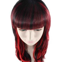 HPO Womens Halloween Vixen Wig | Red Black Two Toned Stage/Event Fancy Halloween Wig | Premium Breathable Capless Cap Women's