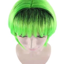 HPO Hard Rockin Black Green Womens Wig | Long Bob Crazy Fancy Halloween Wig | Premium Breathable Capless Cap Women's 15 HPO Hard Rockin Black Green Womens Wig | Long Bob Crazy Fancy Halloween Wig | Premium Breathable Capless Cap Women's