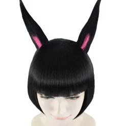 HPO Black Bunny Womens Wig | Easter Cosplay Halloween Wig | Premium Breathable Capless Cap