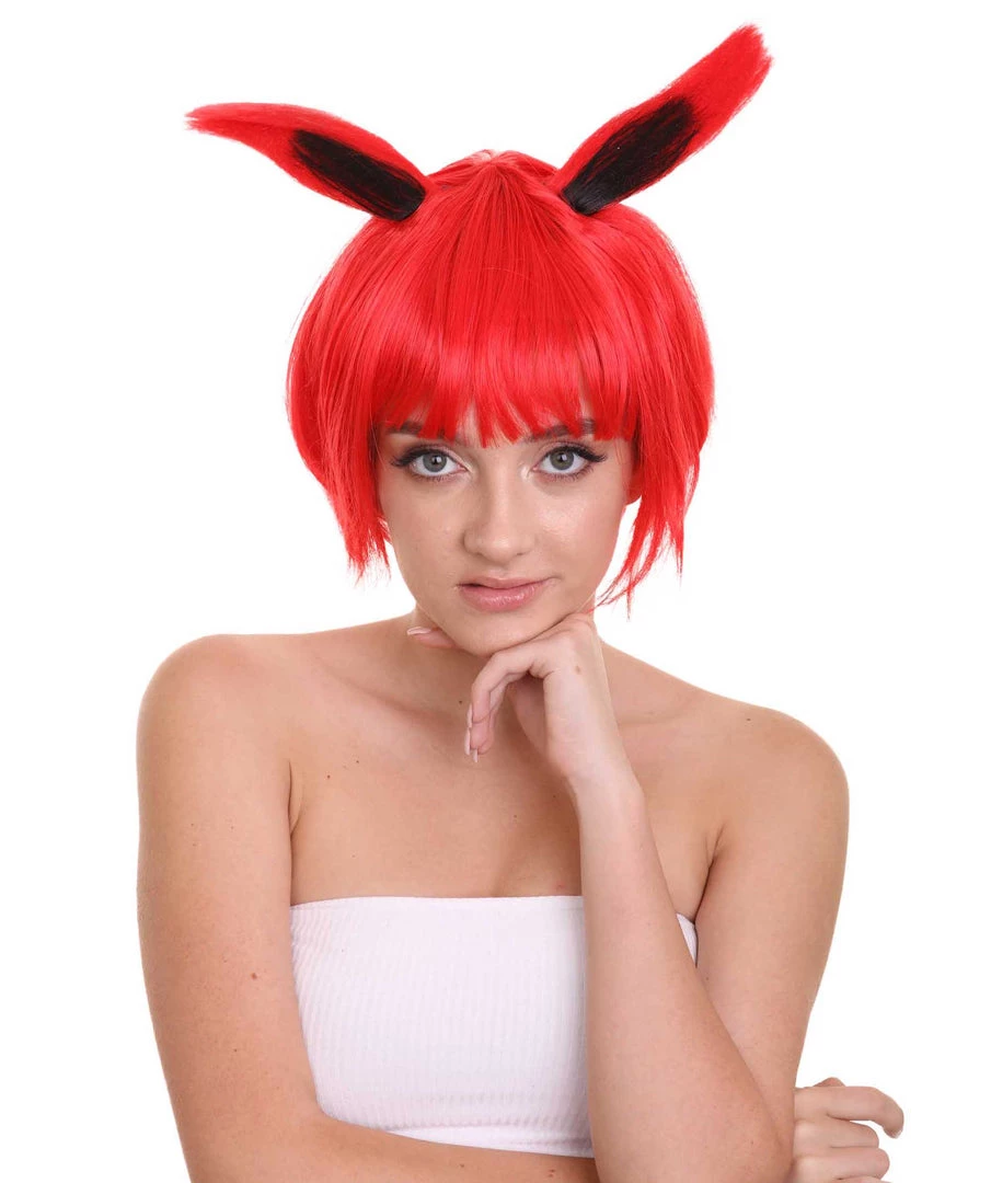 HPO Women's Red Bunny Womens Wig | Rabbit Animal Party Ready Fancy Cosplay Halloween Wig | Premium Breathable Capless Cap 1 HPO Women's Red Bunny Womens Wig | Rabbit Animal Party Ready Fancy Cosplay Halloween Wig | Premium Breathable Capless Cap