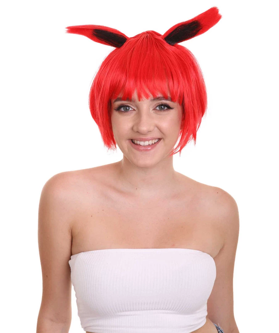 HPO Women's Red Bunny Womens Wig | Rabbit Animal Party Ready Fancy Cosplay Halloween Wig | Premium Breathable Capless Cap 2 HPO Women's Red Bunny Womens Wig | Rabbit Animal Party Ready Fancy Cosplay Halloween Wig | Premium Breathable Capless Cap