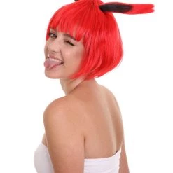 HPO Women's Red Bunny Womens Wig | Rabbit Animal Party Ready Fancy Cosplay Halloween Wig | Premium Breathable Capless Cap 12 HPO Women's Red Bunny Womens Wig | Rabbit Animal Party Ready Fancy Cosplay Halloween Wig | Premium Breathable Capless Cap