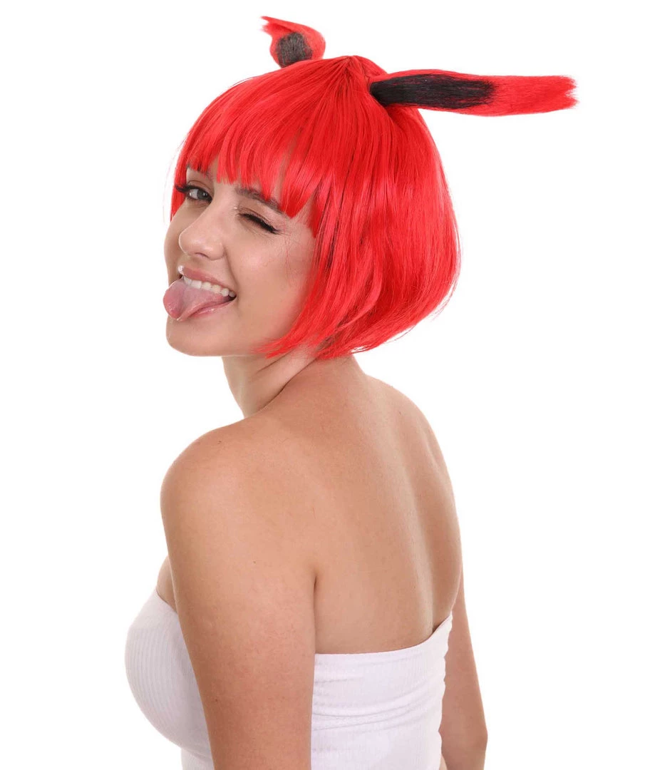 HPO Women's Red Bunny Womens Wig | Rabbit Animal Party Ready Fancy Cosplay Halloween Wig | Premium Breathable Capless Cap 3 HPO Women's Red Bunny Womens Wig | Rabbit Animal Party Ready Fancy Cosplay Halloween Wig | Premium Breathable Capless Cap