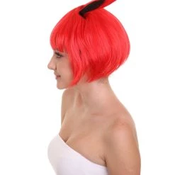 HPO Women's Red Bunny Womens Wig | Rabbit Animal Party Ready Fancy Cosplay Halloween Wig | Premium Breathable Capless Cap 13 HPO Women's Red Bunny Womens Wig | Rabbit Animal Party Ready Fancy Cosplay Halloween Wig | Premium Breathable Capless Cap