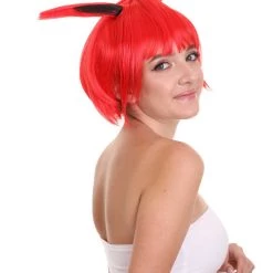 HPO Women's Red Bunny Womens Wig | Rabbit Animal Party Ready Fancy Cosplay Halloween Wig | Premium Breathable Capless Cap 15 HPO Women's Red Bunny Womens Wig | Rabbit Animal Party Ready Fancy Cosplay Halloween Wig | Premium Breathable Capless Cap