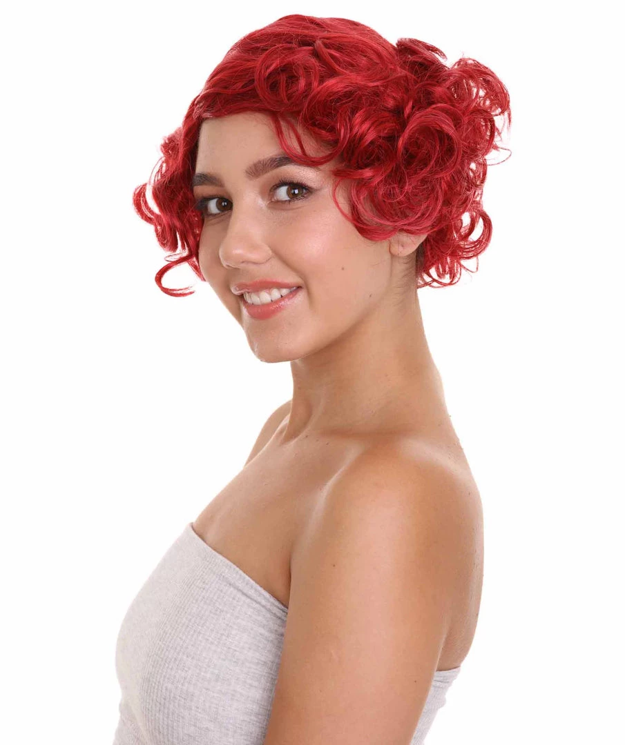 HPO Red French Maid Womens Wig | Short Curly Cosplay Halloween Wig | Premium Breathable Capless Cap Women's 3 HPO Red French Maid Womens Wig | Short Curly Cosplay Halloween Wig | Premium Breathable Capless Cap Women's
