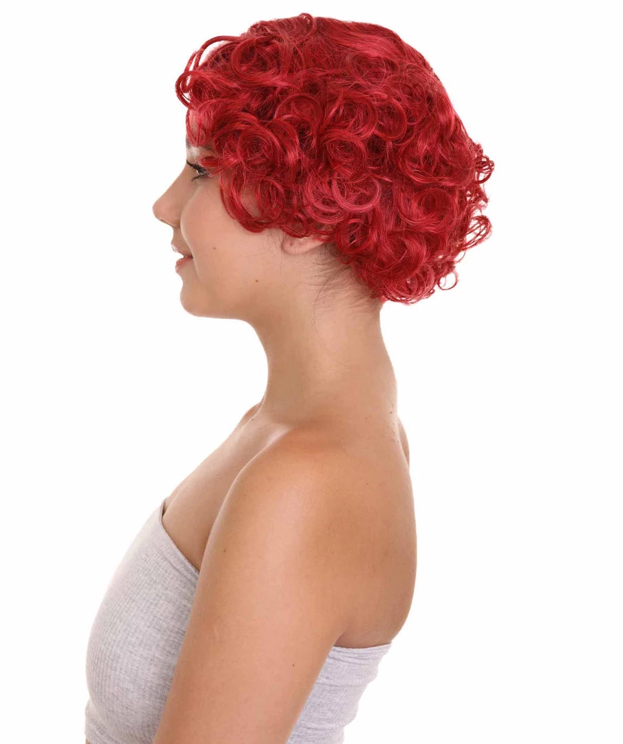 HPO Red French Maid Womens Wig | Short Curly Cosplay Halloween Wig | Premium Breathable Capless Cap Women's 4 HPO Red French Maid Womens Wig | Short Curly Cosplay Halloween Wig | Premium Breathable Capless Cap Women's