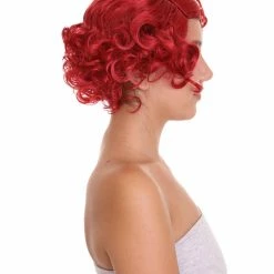 HPO Red French Maid Womens Wig | Short Curly Cosplay Halloween Wig | Premium Breathable Capless Cap Women's 15 HPO Red French Maid Womens Wig | Short Curly Cosplay Halloween Wig | Premium Breathable Capless Cap Women's