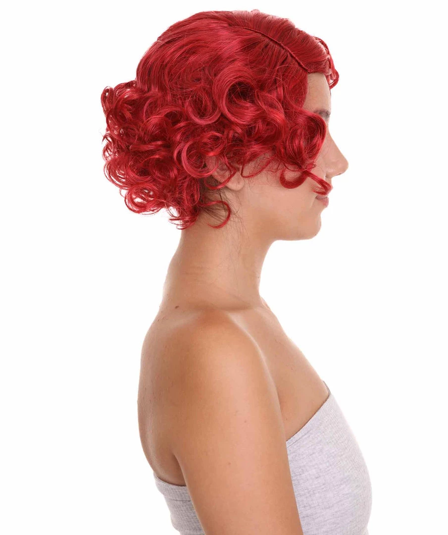 HPO Red French Maid Womens Wig | Short Curly Cosplay Halloween Wig | Premium Breathable Capless Cap Women's 6 HPO Red French Maid Womens Wig | Short Curly Cosplay Halloween Wig | Premium Breathable Capless Cap Women's