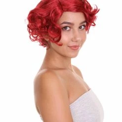 HPO Red French Maid Womens Wig | Short Curly Cosplay Halloween Wig | Premium Breathable Capless Cap Women's 16 HPO Red French Maid Womens Wig | Short Curly Cosplay Halloween Wig | Premium Breathable Capless Cap Women's