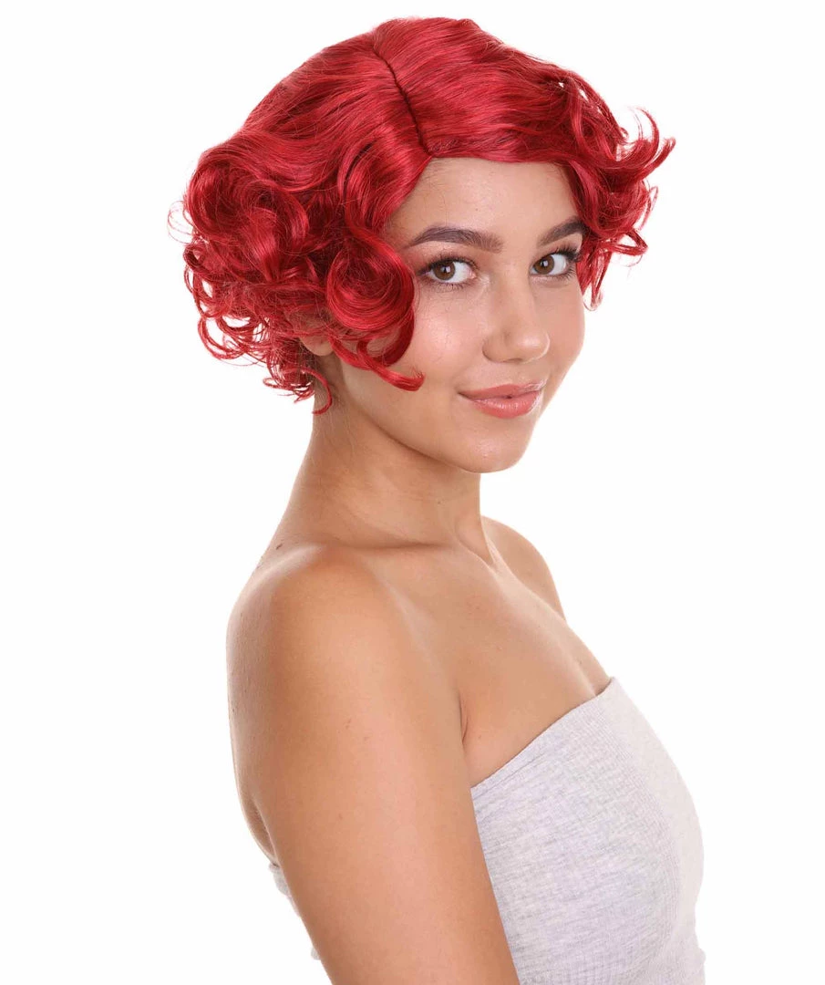 HPO Red French Maid Womens Wig | Short Curly Cosplay Halloween Wig | Premium Breathable Capless Cap Women's 7 HPO Red French Maid Womens Wig | Short Curly Cosplay Halloween Wig | Premium Breathable Capless Cap Women's
