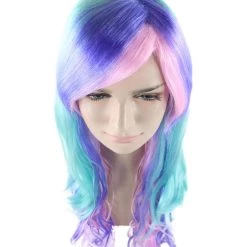 HPO Long Colorful Curly Wave Cosplay Womens Wig | Crazy Colorful Stage/Event Fancy Wig | Premium Breathable Capless Cap 15 HPO Long Colorful Curly Wave Cosplay Womens Wig | Crazy Colorful Stage/Event Fancy Wig | Premium Breathable Capless Cap
