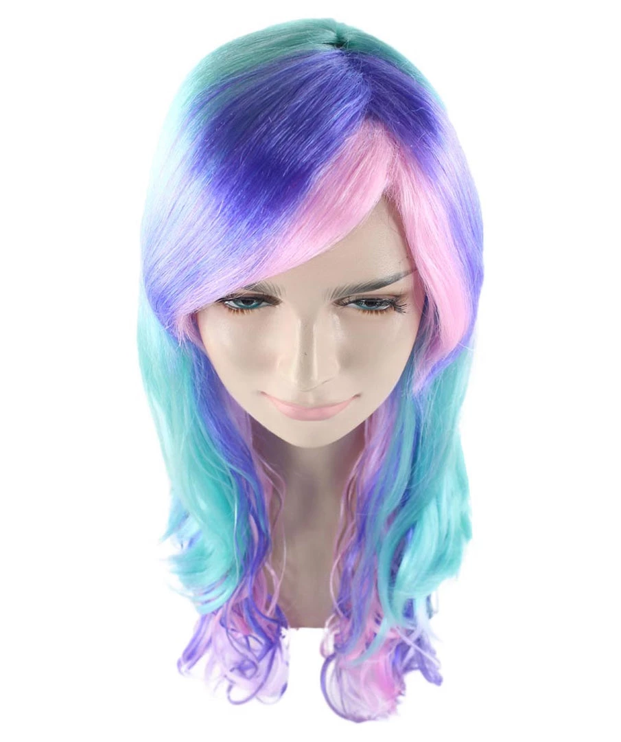 HPO Long Colorful Curly Wave Cosplay Womens Wig | Crazy Colorful Stage/Event Fancy Wig | Premium Breathable Capless Cap 7 HPO Long Colorful Curly Wave Cosplay Womens Wig | Crazy Colorful Stage/Event Fancy Wig | Premium Breathable Capless Cap