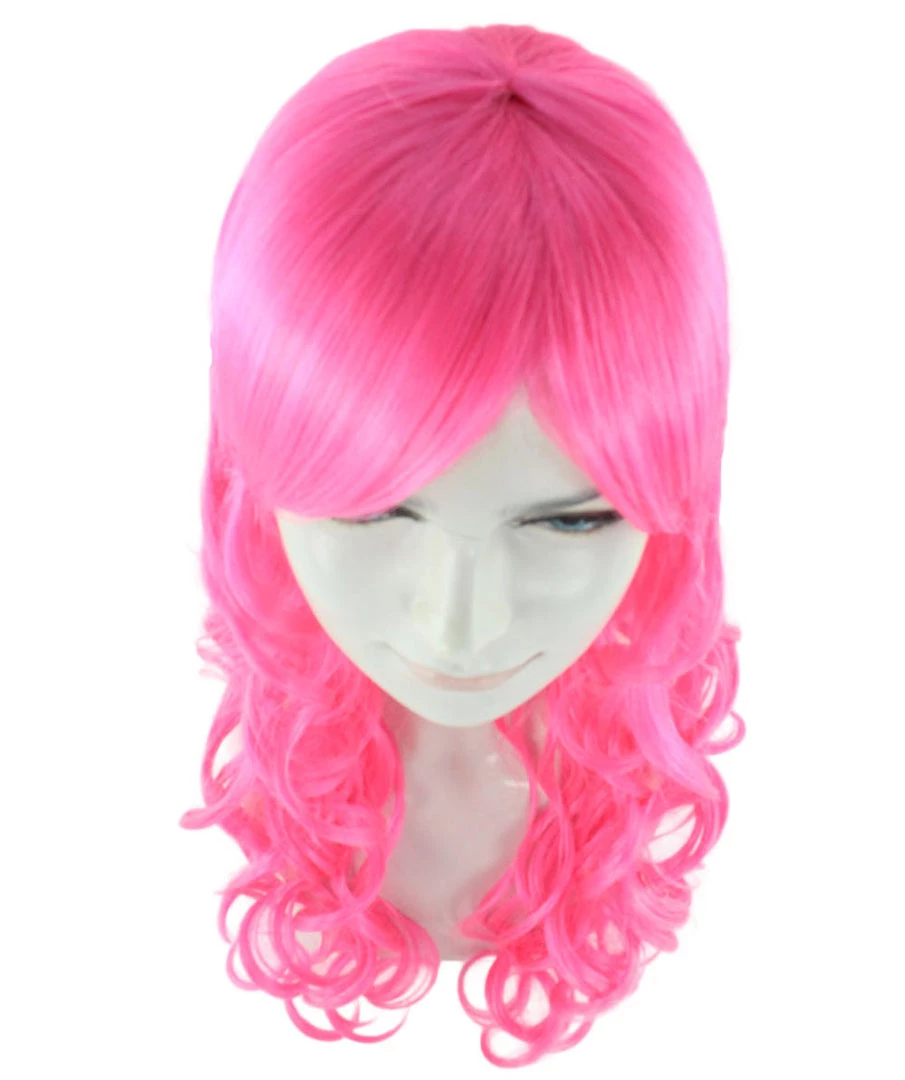 HPO Long Curly Party Pink Womens Wig | Stage Event Party Ready Colorful Wig | Premium Breathable Capless Cap 8 HPO Long Curly Party Pink Womens Wig | Stage Event Party Ready Colorful Wig | Premium Breathable Capless Cap