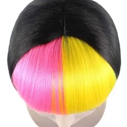 HPO Women's Pop Rainbow Bang Bob Womens Wig | Colorful Party Ready Fancy Cosplay Halloween Wig | Premium Breathable Capless Cap