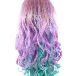 HPO Long Curly Pink And Purple Ombre Womens Wig | Stage Event Party Ready Colorful Wig | Premium Breathable Capless Cap 12 HPO Long Curly Pink And Purple Ombre Womens Wig | Stage Event Party Ready Colorful Wig | Premium Breathable Capless Cap