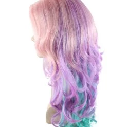 HPO Long Curly Pink And Purple Ombre Womens Wig | Stage Event Party Ready Colorful Wig | Premium Breathable Capless Cap 11 HPO Long Curly Pink And Purple Ombre Womens Wig | Stage Event Party Ready Colorful Wig | Premium Breathable Capless Cap