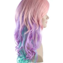 HPO Long Curly Pink And Purple Ombre Womens Wig | Stage Event Party Ready Colorful Wig | Premium Breathable Capless Cap 13 HPO Long Curly Pink And Purple Ombre Womens Wig | Stage Event Party Ready Colorful Wig | Premium Breathable Capless Cap