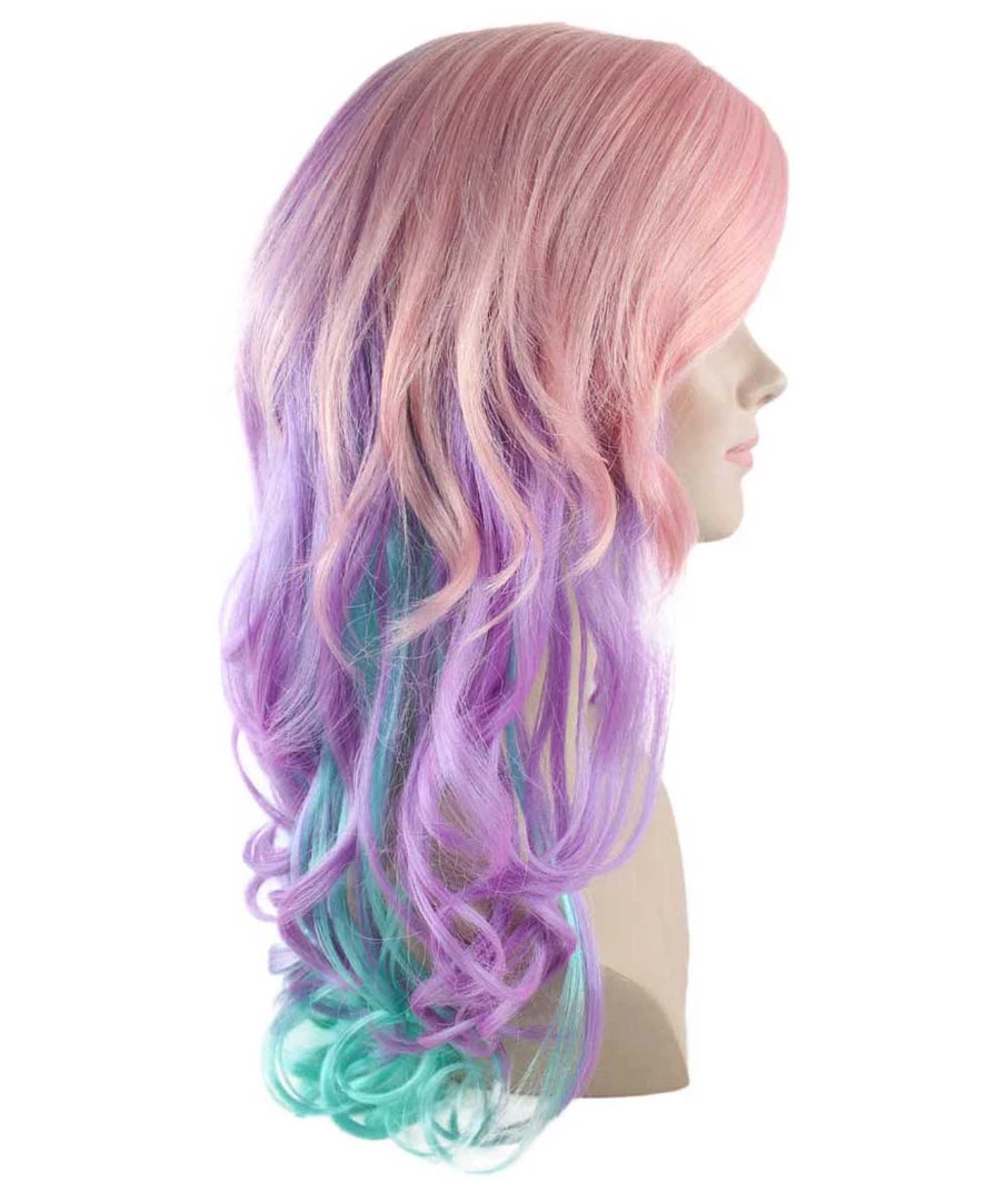 HPO Long Curly Pink And Purple Ombre Womens Wig | Stage Event Party Ready Colorful Wig | Premium Breathable Capless Cap 5 HPO Long Curly Pink And Purple Ombre Womens Wig | Stage Event Party Ready Colorful Wig | Premium Breathable Capless Cap